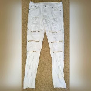 Mens Trousers Ripped Denim Jeans Pants Stretch Skinny Distressed Slim 36 SKATER